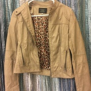 Faux leather moto jacket